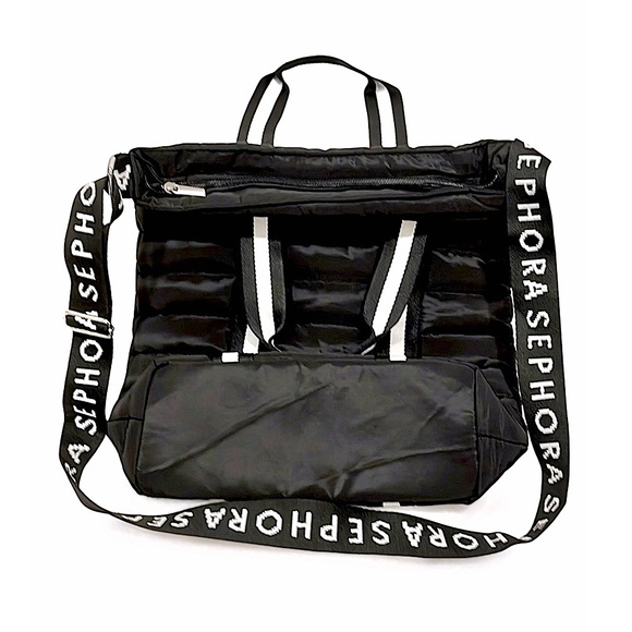 SEPHORA Black & White Nylon Puffer Tote - Crossbody BagㅣEUCㅣLarge - Picture 2 of 10